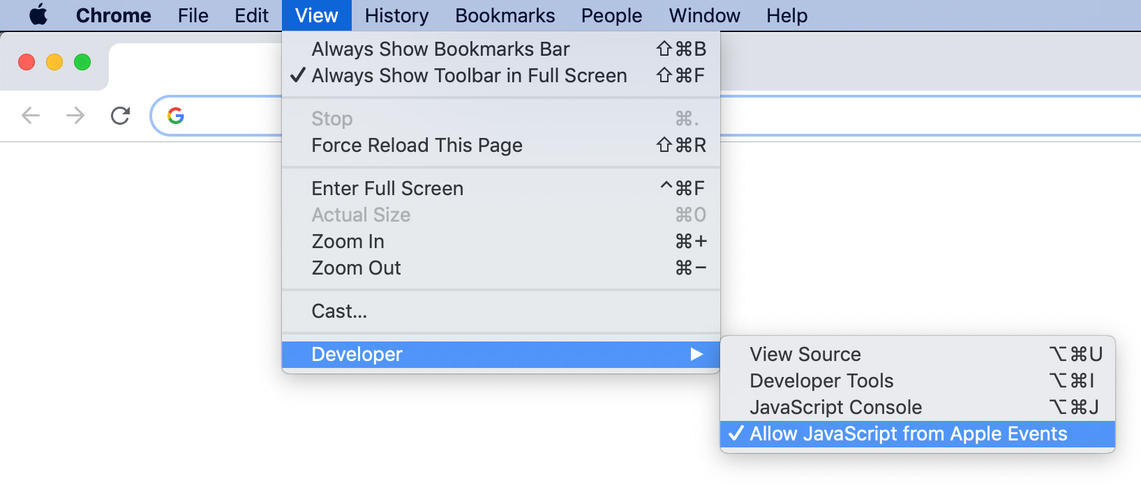 Chrome AppleEvents screenshot