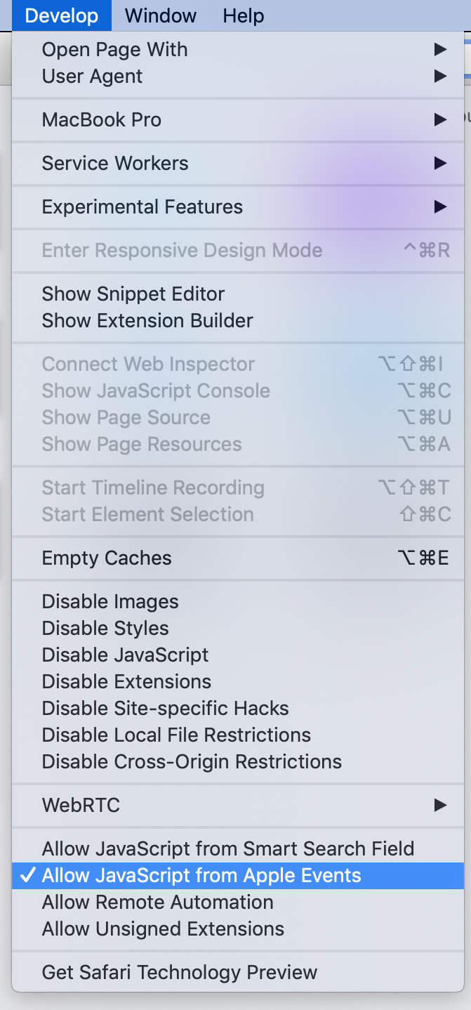 Safari AppleEvents screenshot step 2
